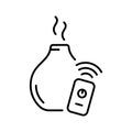 Home humidifier, aroma diffuser with wifi remote control. Linear icon of air freshener. Black simple illustration of electric