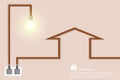 Home icon with creative light bulb