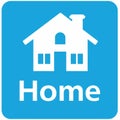 home icon, flat design blue square button, web and mobile app Royalty Free Stock Photo