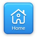 home icon, flat design blue square button, web and mobile app Royalty Free Stock Photo