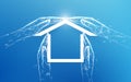 Home icon. House made of hands. Family house insurance Royalty Free Stock Photo