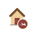 Illustration of a house icon with a plane Royalty Free Stock Photo