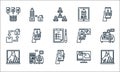 Home icon pack line icons. linear set. quality vector line set such as working, online chat, working, file upload, working, home
