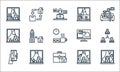 Home icon pack line icons. linear set. quality vector line set such as working, working at home, online chat, working, file upload Royalty Free Stock Photo