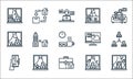 Home icon pack line icons. linear set. quality vector line set such as working, working at home, online chat, working, file upload