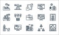 Home icon pack line icons. linear set. quality vector line set such as working, working, working at home, teamwork, file upload, Royalty Free Stock Photo