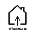 Home icon with portuguese hashtag Stay at Home