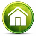 Home icon spring bright natural green round button illustration Royalty Free Stock Photo