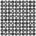 100 home icons set black circle Royalty Free Stock Photo