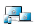 Home icons on a set of electronics Royalty Free Stock Photo