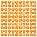 100 home icons set orange Royalty Free Stock Photo