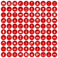 100 home icons set red Royalty Free Stock Photo