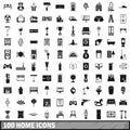 100 home icons set, simple style Royalty Free Stock Photo