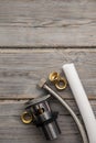 Home improvement background with plumbing tools and equipment Royalty Free Stock Photo
