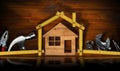 Home Improvement concept - House and work tools Royalty Free Stock Photo