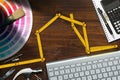 Work Tools and Model House - Home Improvement Royalty Free Stock Photo