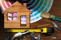 Home Improvement Concept - Work Tools and House Royalty Free Stock Photo