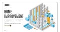 Home improvement isometric landing page banner Royalty Free Stock Photo