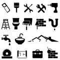 Home improvement and renovation icon set