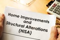 Home Improvements and Structural Alterations HISA