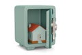 Home inside safe box. House security and protection concept, 3D illustration Royalty Free Stock Photo