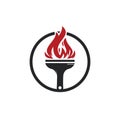 Fire brush vector logo design template. Home inspection and home protection vector logo design.