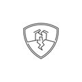 Home insurance and earthquake protection, building shield from earthquake. Vector icon logo illustration