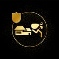 home, insurance, robbery gold icon. Vector illustration of golden particle background