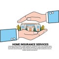 Home Insurance Services Banner With Hand Holding Real Estate Property Protection And Safety Concept Royalty Free Stock Photo