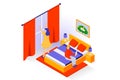 Home interior concept in 3d isometric design. Vector illustration Royalty Free Stock Photo