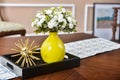 Home interior decor, bouquet in glass vase