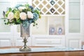 Home interior decor,metal , bouquet in glass vase