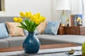Home interior decor, tulip bouquet in vase Royalty Free Stock Photo