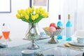 tulip bouquet in vase dining room Royalty Free Stock Photo