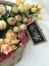 Home interior decoration: a bouquet of dry beautiful roses