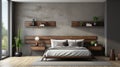 Elegance in Simplicity: Contemporary Minimal Bedroom Design with Upholstered Bed and Wood Accents