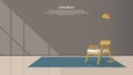 Home interior design with furniture. Modern living room with wood armchair, lamps and carpet in flat design. Vector. Royalty Free Stock Photo