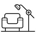 Home interior design icon, sofa icon, living room, vector illustration. Flat design style Royalty Free Stock Photo