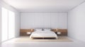 home interior design white and clean minimal bedroom clear light day time nature earth tone , image ai generate