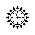 Black solid icon for Clock, minutes and second