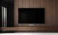 Home interior, luxury modern wood living room interior, Tv lcd mock up, 3d rendering. Royalty Free Stock Photo