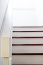 Home interior, stair to second floor, focus on handrail Royalty Free Stock Photo