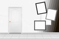 Home interior - White inside door in the orange handle in front Royalty Free Stock Photo