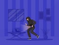 Home invasion flat color vector illustration Royalty Free Stock Photo