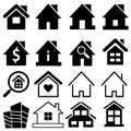 Home ison vector set. House illustration sign collection. Royalty Free Stock Photo