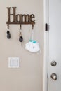 Key Hanger Rack Next to Door With Keys and N95 Face Masks During Coronavirus Pandemic Royalty Free Stock Photo