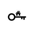 Home key icon in flat style. Simple estate symbol