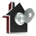 Home And Key Shows House Protected Or Locked Royalty Free Stock Photo