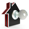 Home And Key Shows House Secure Or Locked Royalty Free Stock Photo