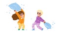 home kid pillow fight vector Royalty Free Stock Photo